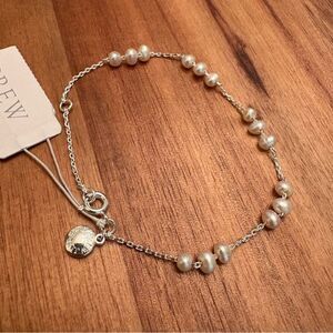 J.Crew | Delicate Freshwater Pearl Bracelet | Silver Tone